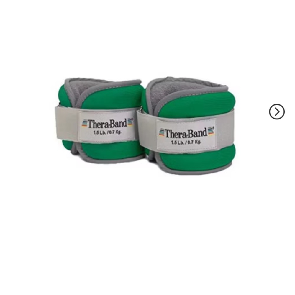 THERABAND Ankle Weights, 1.5 lbs Each, Green, Set of 2, Cardio, Strengthening